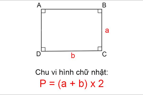  Công thức để có thể tính chu vi hình chữ nhật