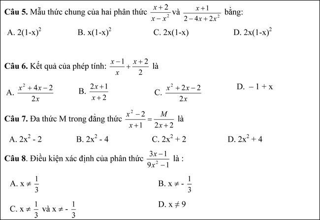 Chi tiết các nội dung chương trình toán lớp 8 hiện nay